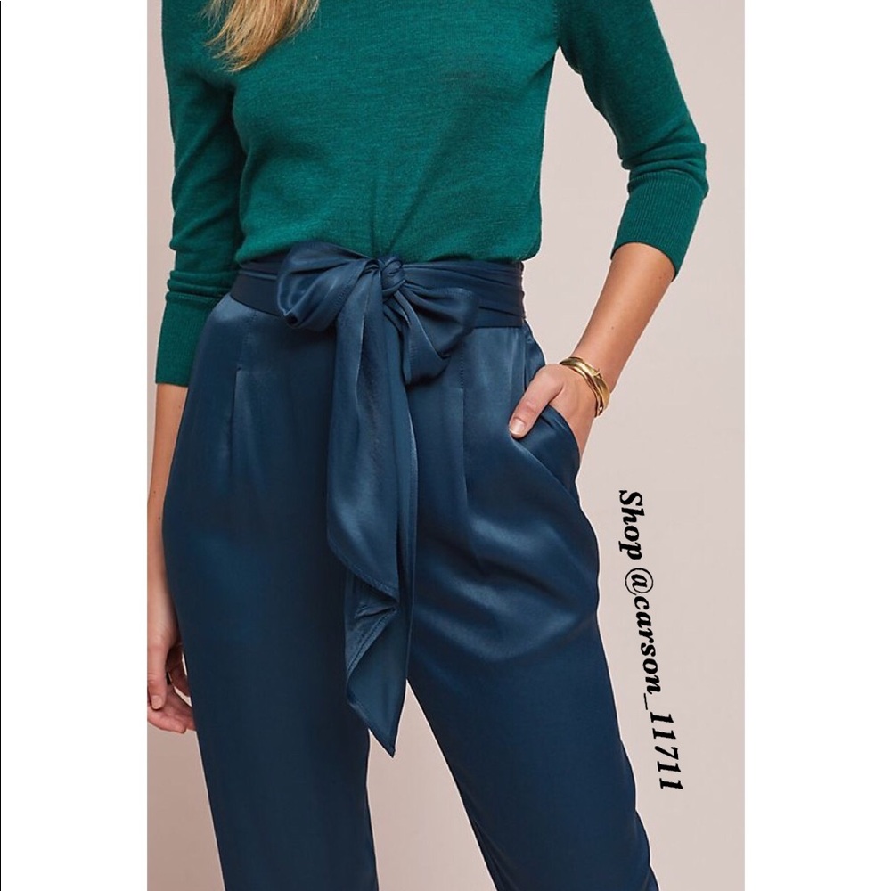 NWT Anthropologie Satin Tie-Waist Pants 4 - Picture 4 of 4